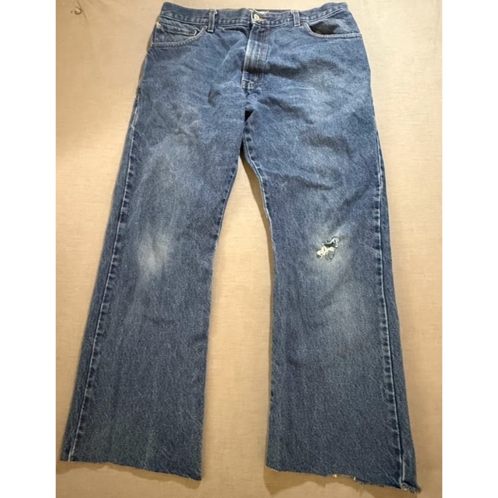 Levi's 517 Jeans Mens 36 Blue Denim Boot Cut Pocketed Raw Hem 34X30.
